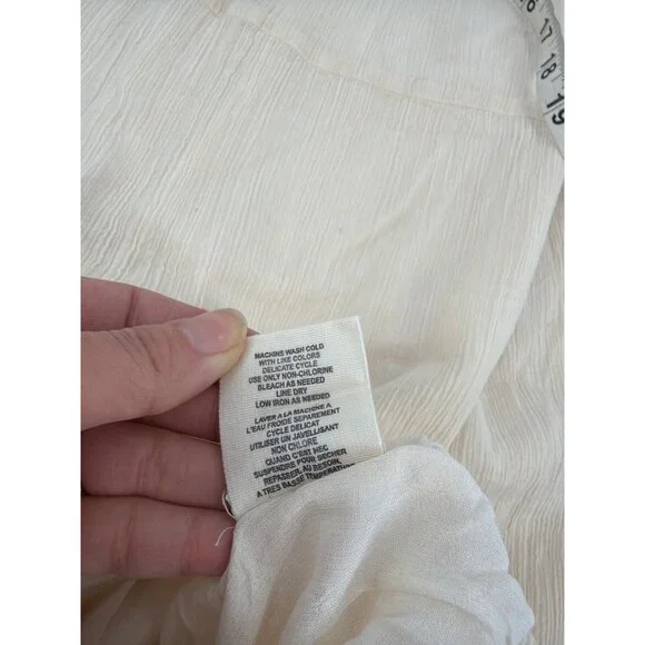 Free People Womens Large Maxi Dress Cream Strapless Boho Crochet Beaded Prairie - Picture 6 of 10